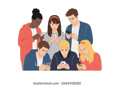 People using smartphones looking at mobile screens