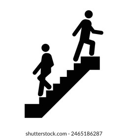 People using the stairs icon symbol. Flat icon isolated on white background. Editable EPS 10 graphic.