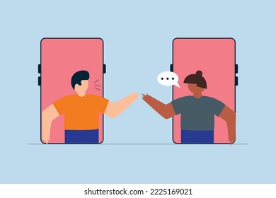 Menschen, die Technologie verwenden, arbeiten zu Hause ferngesteuert Konzept, Mann und Frau Teamkollegen arbeiten ferngesteuert mit Smartphone oder Handy für Treffen.