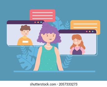 people using video call with webcam
