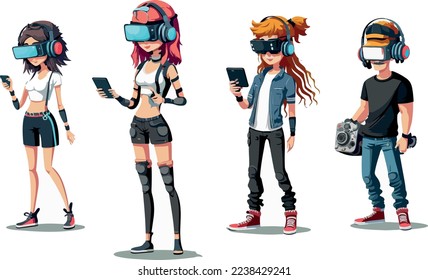 People using virtual reality headset