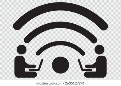 people using wifi, free wifi, sitting near wifi icon EPS 10