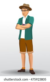 people vacation, man traveling. vector illustration design template elements.