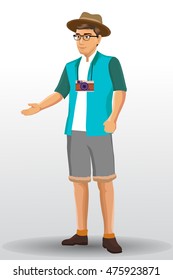people vacation, man traveling. vector illustration design template elements.