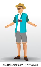 people vacation, man traveling. vector illustration design template elements.