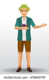 people vacation, man traveling. vector illustration design template elements.