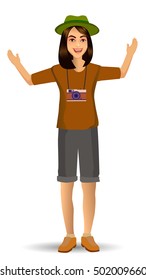 people vacation, woman in traveling, Design template elements for celebrations holidays and activities isolated vector illustration