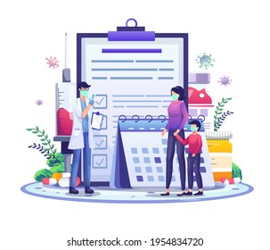 People vaccination for immunity health. Time to vaccine concept. covid-19 coronavirus vaccine flat vector illustration
