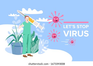 People with vaccine for virus. Vector Illustration