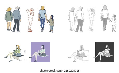 People various gestures abstract art vector for illustration, decoration, card