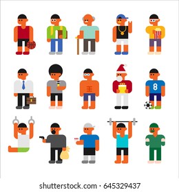 People with various job Character vector illustration flat design
