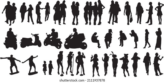 La gente de varios movimientos está sombreada y se crea un grupo de siluetas de personas.