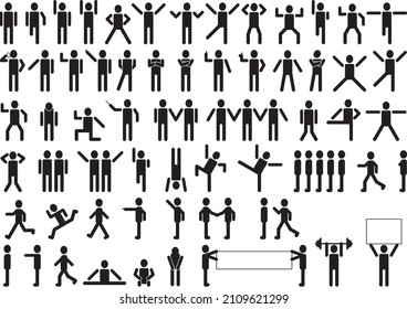 People in various poses pictogram set