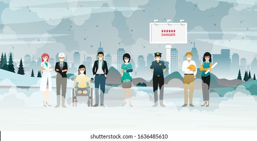 People in various professions have to face the problem of spreading PM2.5 dust in the city.