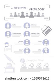 People of various professions icon set.