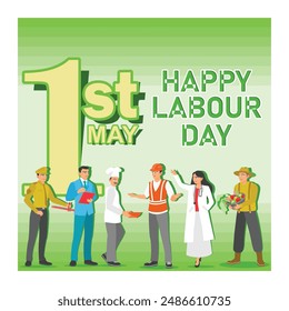 People with various professions. May day celebration. Labor Day concept. Flat vector illustration.