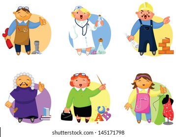 People of various professions set. Colorful, cheerful illustrations.