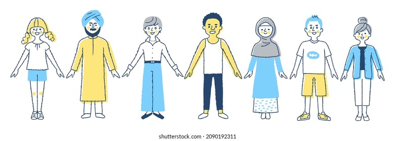 People of various races, whole body