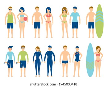 People in Various Type of Swimsuit Set, Travel, Summer Vacation and Activities