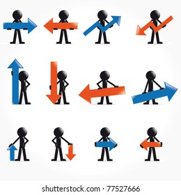 People vector 3D icon set arrows concept illustration