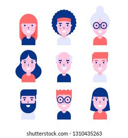 People Vector Avatar Collection. Modern Flat Style. Men,women And Children User Pics Icons For Social Media And Web Design