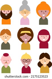 Colección de avatares vectoriales de personas. Estilo moderno y plano. Los íconos de fotos de hombres, mujeres y niños pueden ser usados para los medios sociales y el diseño web.