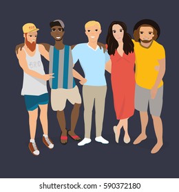 People vector. People characters scene. Friends spend time together enjoying. Stock vector