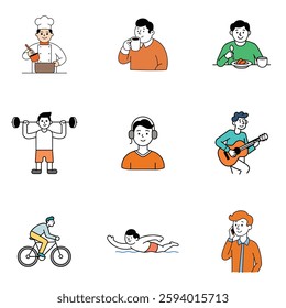 People vector collection - Set of casual urban characters in various positions doing different activities. Flat design on white background