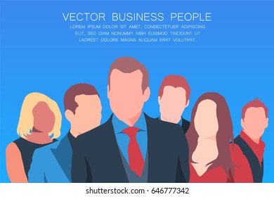 People. Vector, color poster with people. Flat business people.