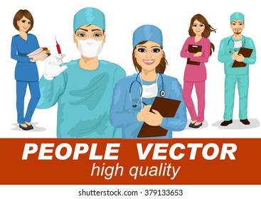 people vector with doctors, surgeons and nurses