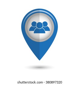 people - vector icon;  blue map pointer