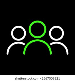 People vector icon in line style design for website, app, UI, isolated on black background. Editable stroke. EPS 10 vector illustration.