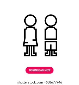 People vector icon, The outlined silhouette of man and woman of full-length. Simple, modern flat vector illustration for mobile app, website or desktop app   