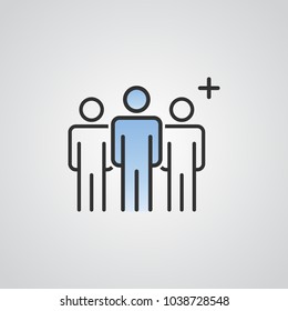 people vector icon . person group and business crowd symbol . blue sky gradient color