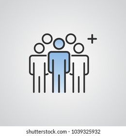 People Vector Icon . Person Group And Business Crowd Symbol . Blue Sky Gradient Color