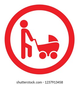 people vector icon red colour man push baby strollers