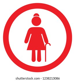 people vector icon red colour grandma wear a stick