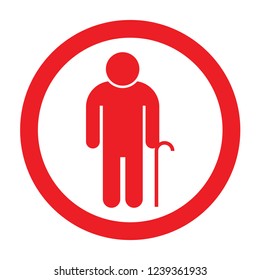 people vector icon red colour old man and stick 