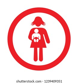 people vector icon red colour  woman and baby