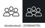 People vector icon set in black and white color.