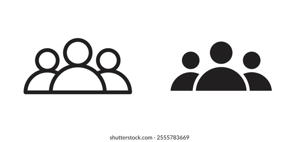 people vector icon set in black color.