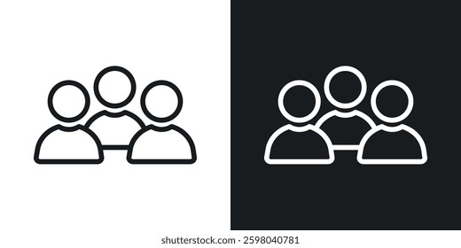 People vector icon set in black and white color.