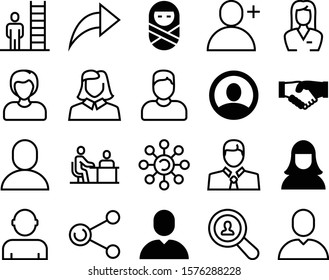 people vector icon set such as: healthy, lens, discussion, employer, walking, finance, child, global, little, climbing, multimedia, hand, greeting, portrait, search, plus, family, profession