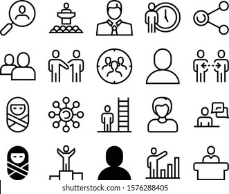 people vector icon set such as: idea, leader, graph, stand, front, cloud, seo, showing, corporate, conference, targeting, look, glass, friend, bubble, hall, think, add, podium, step, upstairs
