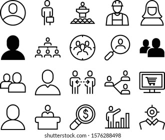 conjunto de iconos de vectores de personas, como: mujer de negocios, riqueza, administrador, estructura, banca, escritorio, profesional, flujo, carro, trabajador, vestíbulo, carta, personaje, portátil, en línea, logotipo, dinero, abrazo, compra