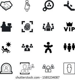 people vector icon set such as: finance, rich, site, escalate, holiday, receptionist, consultant, magnifying, biometric, interview, aim, pregnancy, home, escalator, shake, handshake, abstract