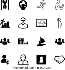 people vector icon set such as: abstract, active, extreme, bathroom, career, art, hands, chair, circle, building, sports, growth, logo, yellow, wc, stairs, clinic, hand, podium, lady, laptop, drawing