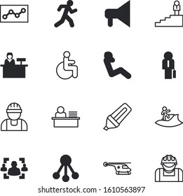 people vector icon set such as: communication, couple, pointing, flight, tourists, safety, public, season, rescue, receptionist, loudspeaker, writing, standing, retro, showing, duplex, shovel, site