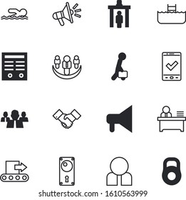 people vector icon set such as: scanner, mass, inflatable, busy, creative, designer, arm, customs, signature, handshake, pretty, fun, teacher, arrival, arrangement, entrance, weight, simple