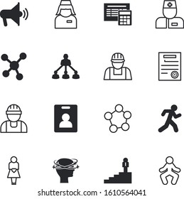 people vector icon set such as: staircase, promotion, frustration, streching, athlete, speaker, avatar, accident, deal, motherhood, progress, achievement, migraine, information, growth, license